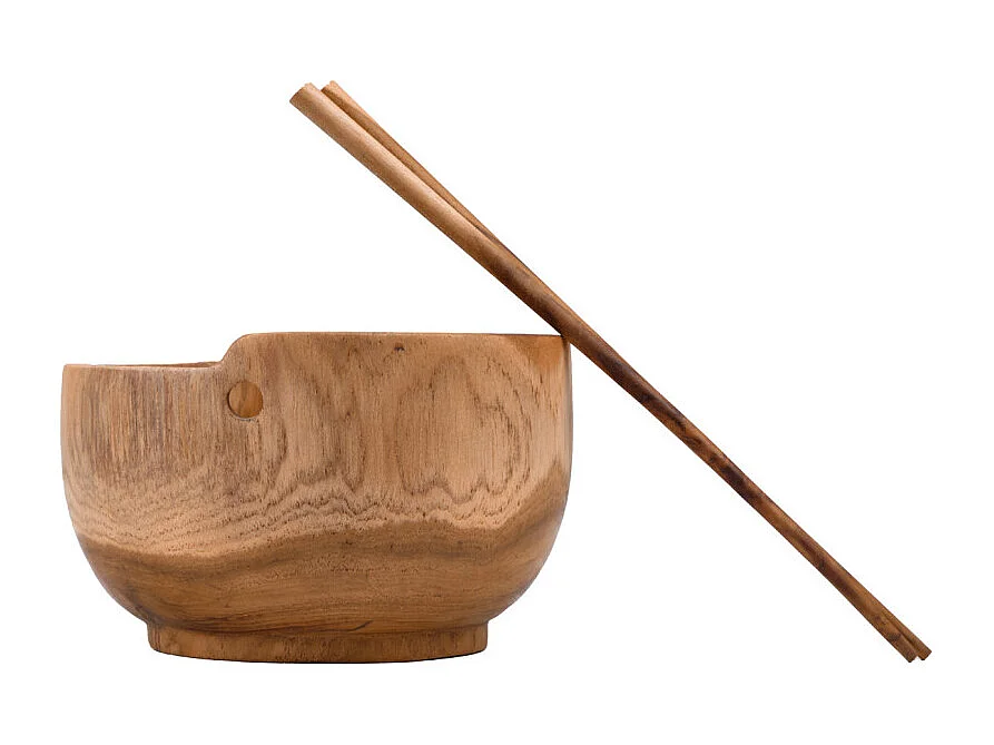 Lot 2 bols à nouilles et soupes avec baguettes en bois de teck – IVY