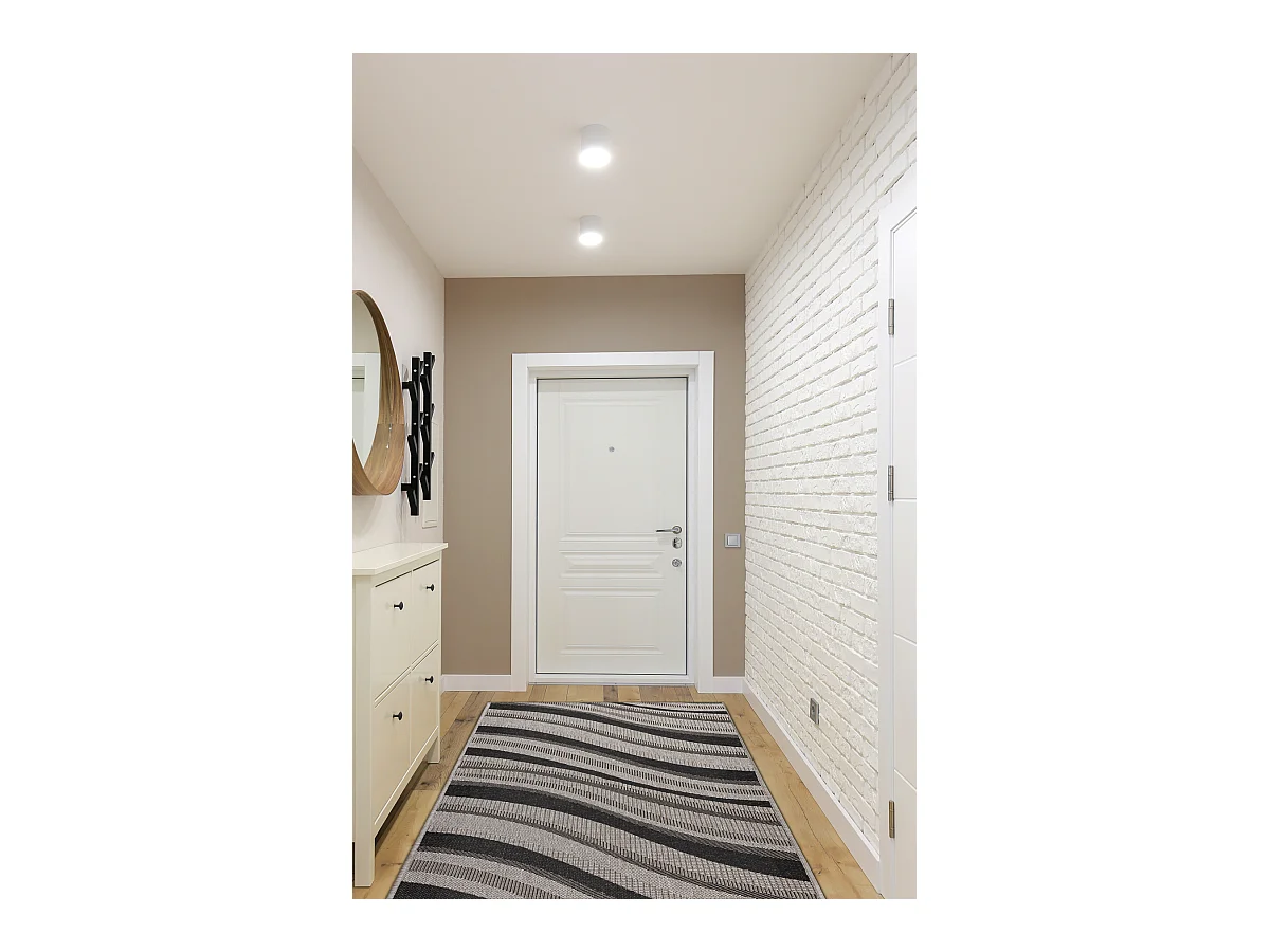TAPIS DE COULOIR SIZAL FLOORLUX modèle 20353 argentin / noir 80x500 cm