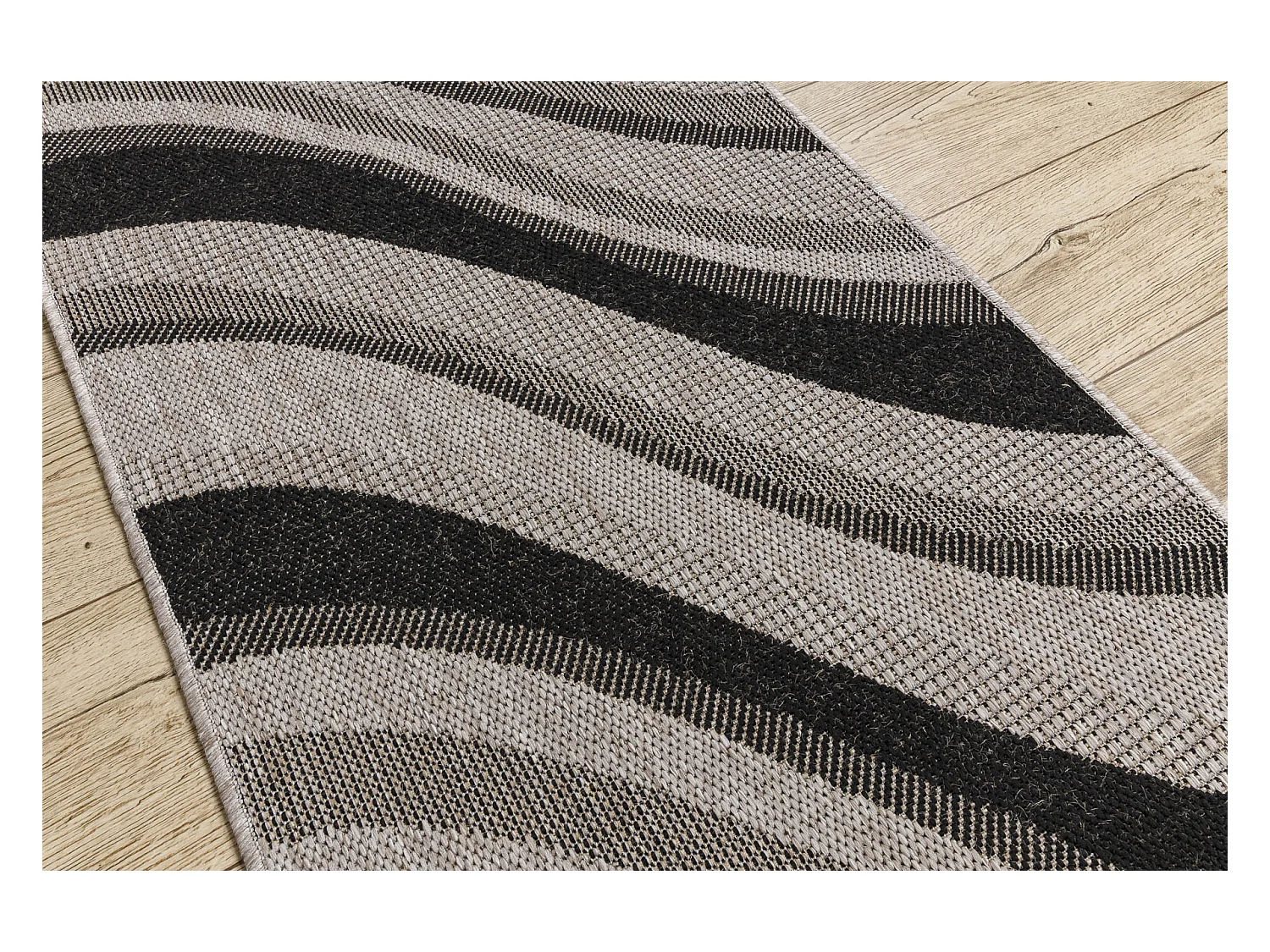 TAPIS DE COULOIR SIZAL FLOORLUX modèle 20353 argentin / noir 80x500 cm