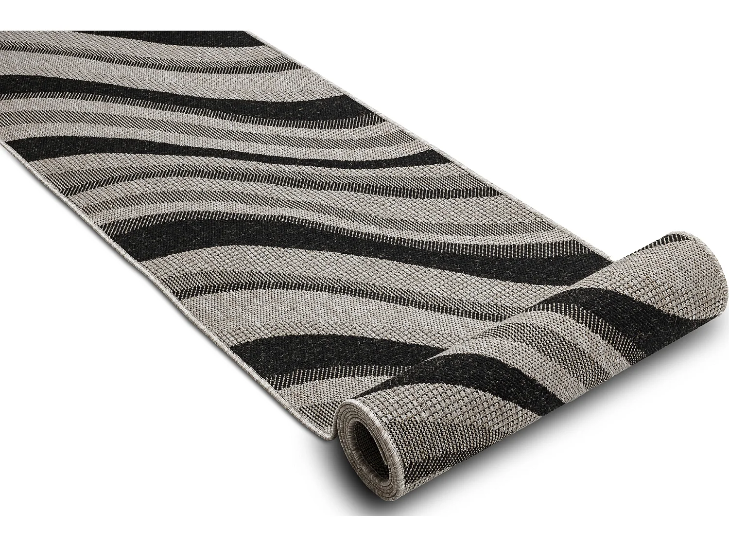 CHODNIK SIZAL FLOORLUX wzór 20353 srebrny  / czarny 120 cm 120x290 cm