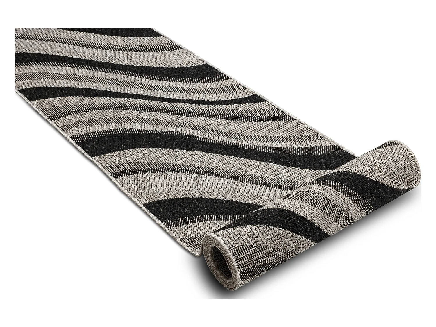 CHODNIK SIZAL FLOORLUX wzór 20353 srebrny  / czarny 80 cm 80x200 cm