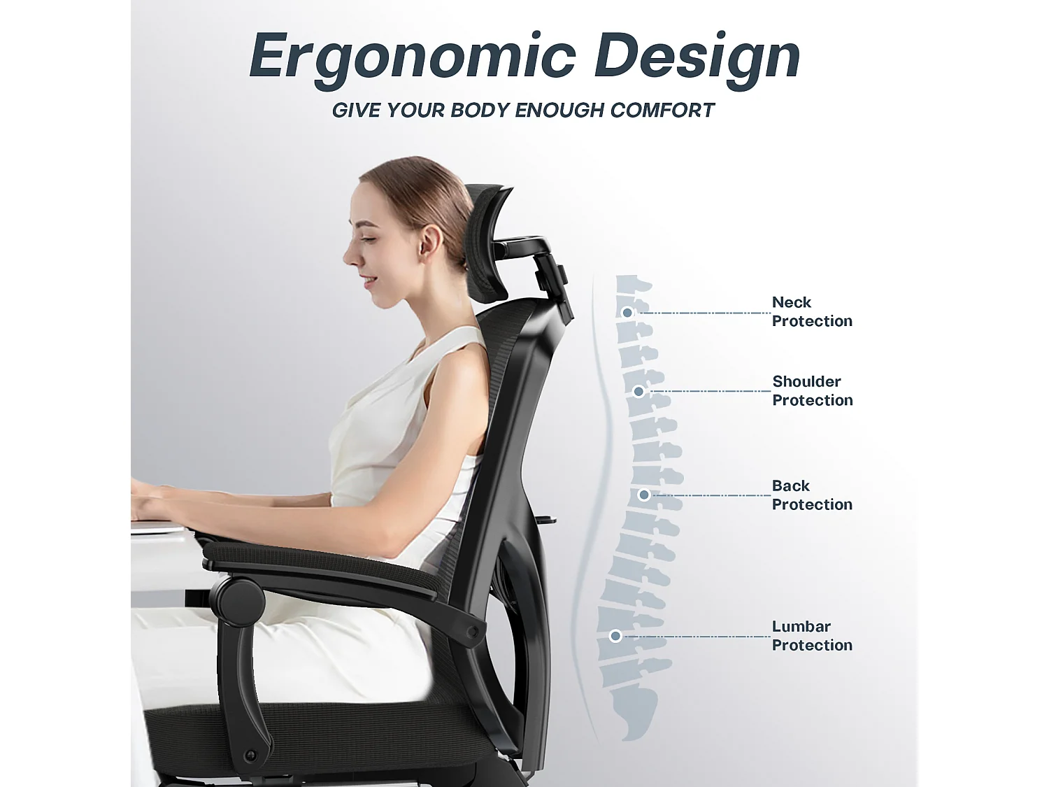 Cadeira de escritório ergonómica com apoio para os pés telescópico