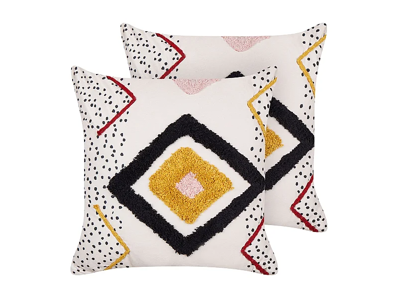 Lot de 2 coussins décoratifs SOLANUM Coton 45 x 45 cm Multicolore Motif géométrique