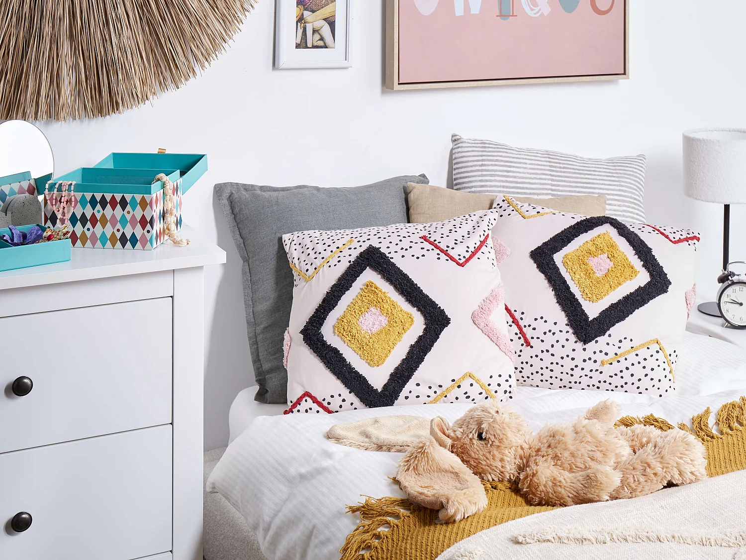 Lot de 2 coussins décoratifs SOLANUM Coton 45 x 45 cm Multicolore Motif géométrique