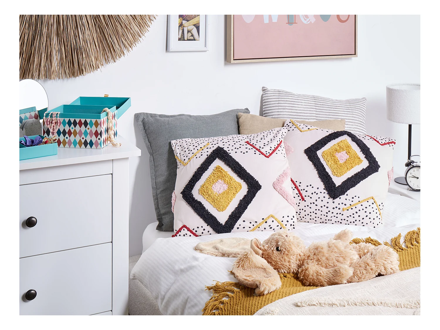 Dekokissen 2er Set SOLANUM Baumwolle 45 x 45 cm Bunt Geometrisches Muster