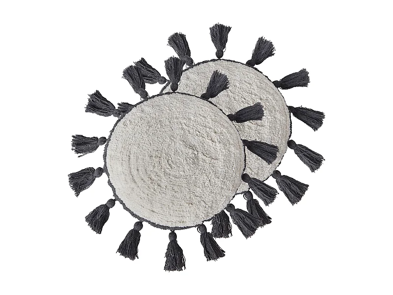 Conjunto de 2 almofadas decorativas com franjas em algodão branco creme ⌀ 40 cm THISLE