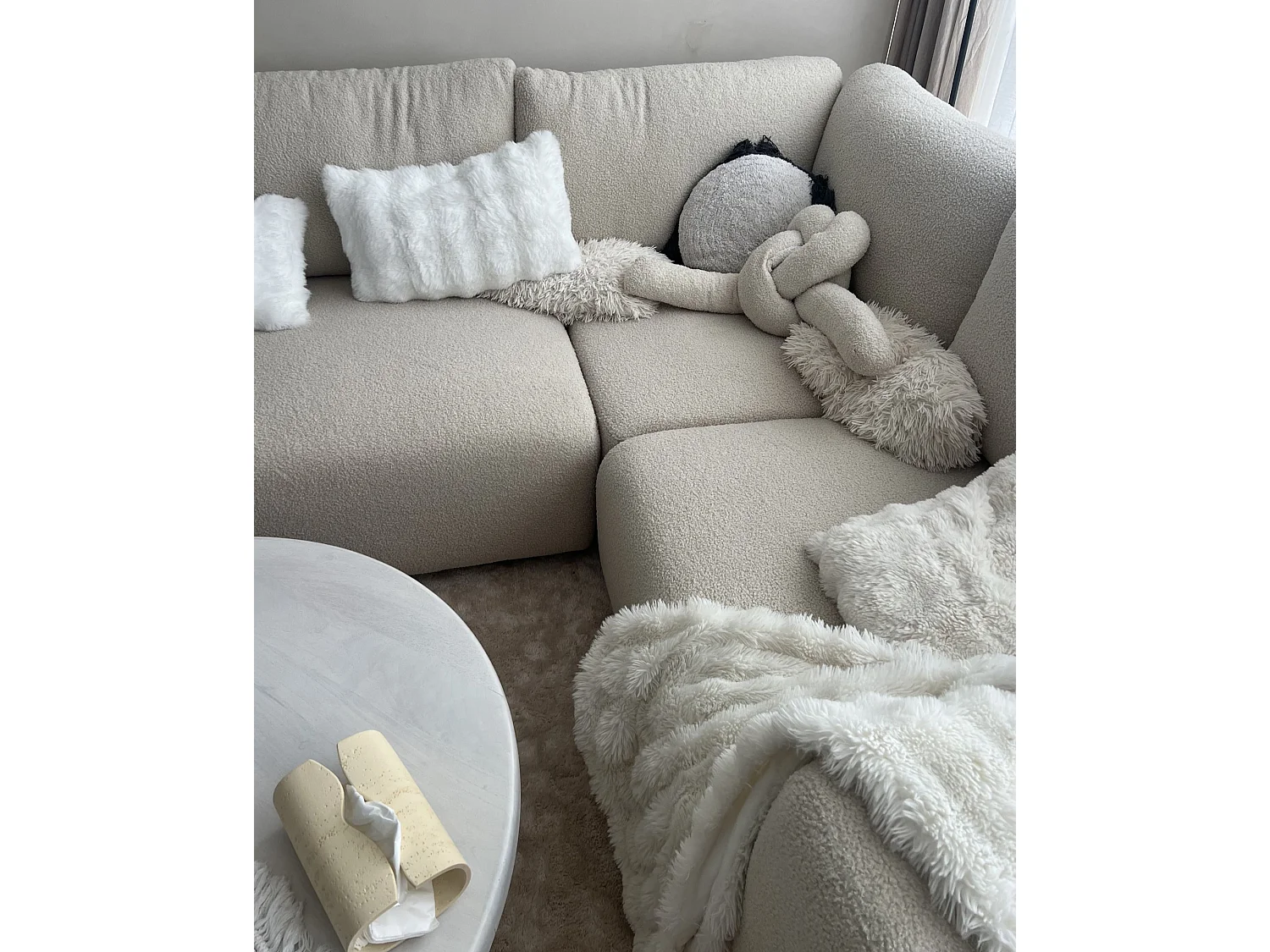 Lot de 2 coussins ⌀ 40 cm blanc cassé THISTLE