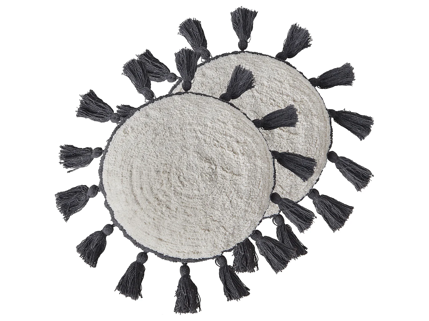 Conjunto de 2 cojines decorativos con borlas blanco crema ⌀ 40 cm THISTLE