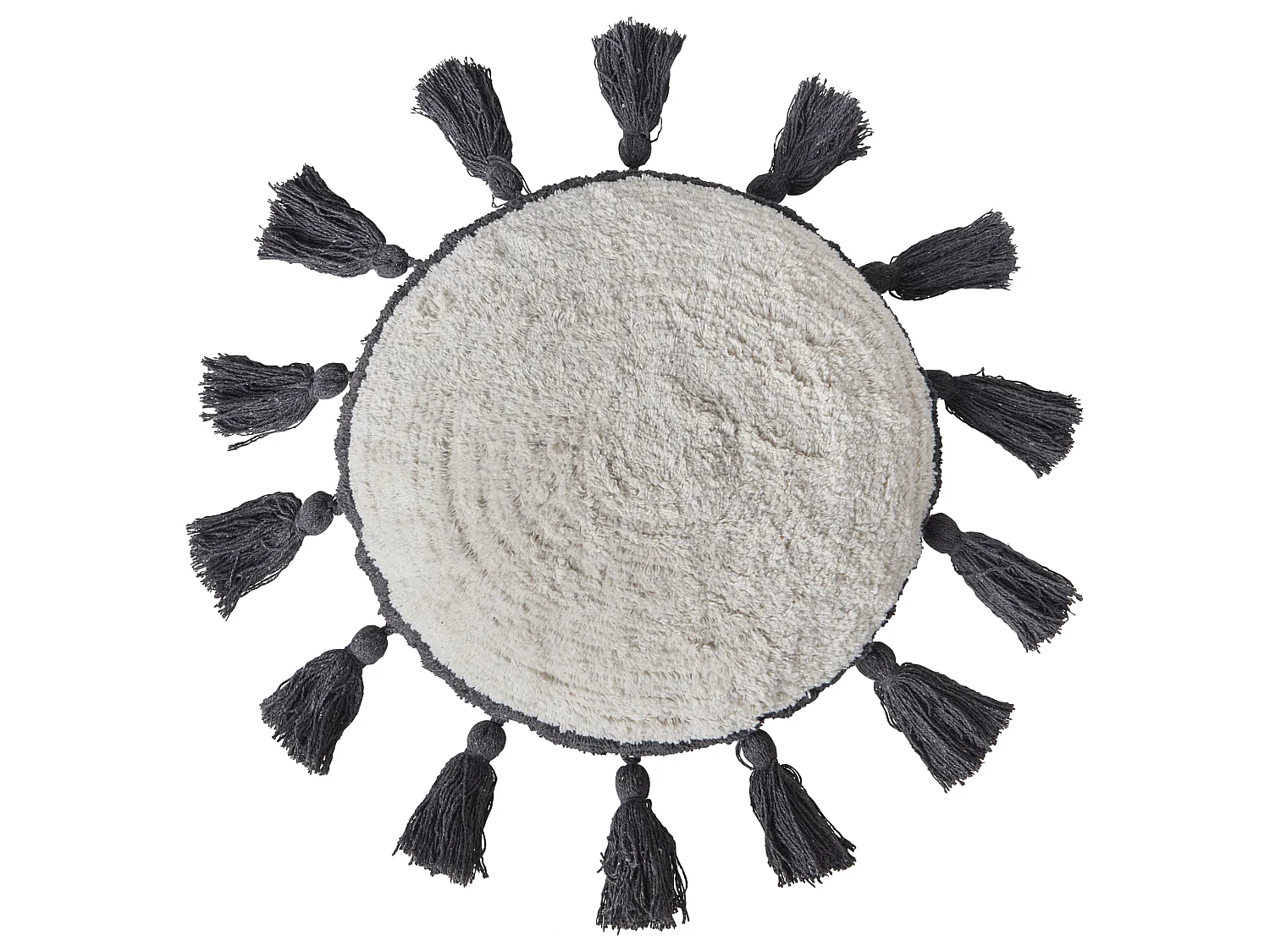 Conjunto de 2 cojines decorativos con borlas blanco crema ⌀ 40 cm THISTLE