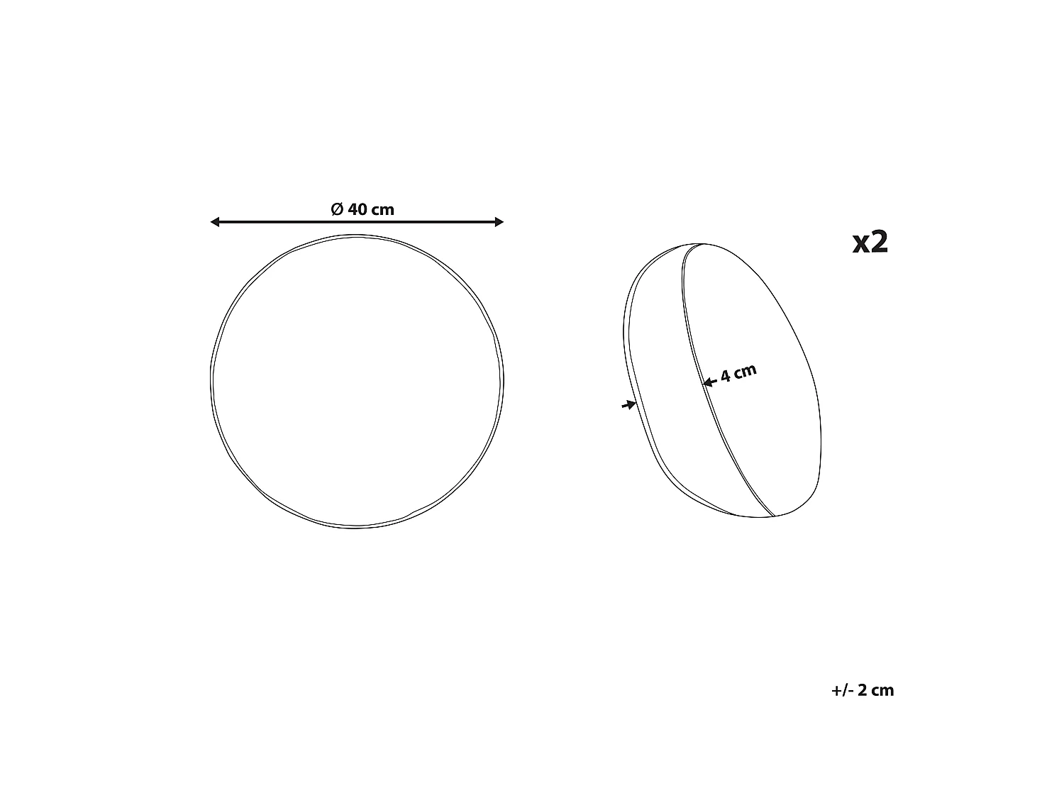 Conjunto de 2 cojines decorativos con borlas blanco crema ⌀ 40 cm THISTLE