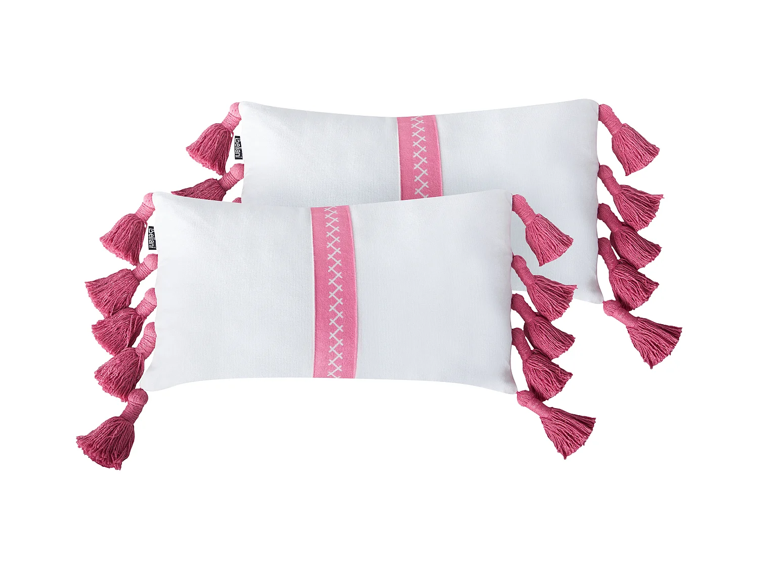 Set di 2 cuscini cotone bianco e rosa 30 x 50 cm LOVELY