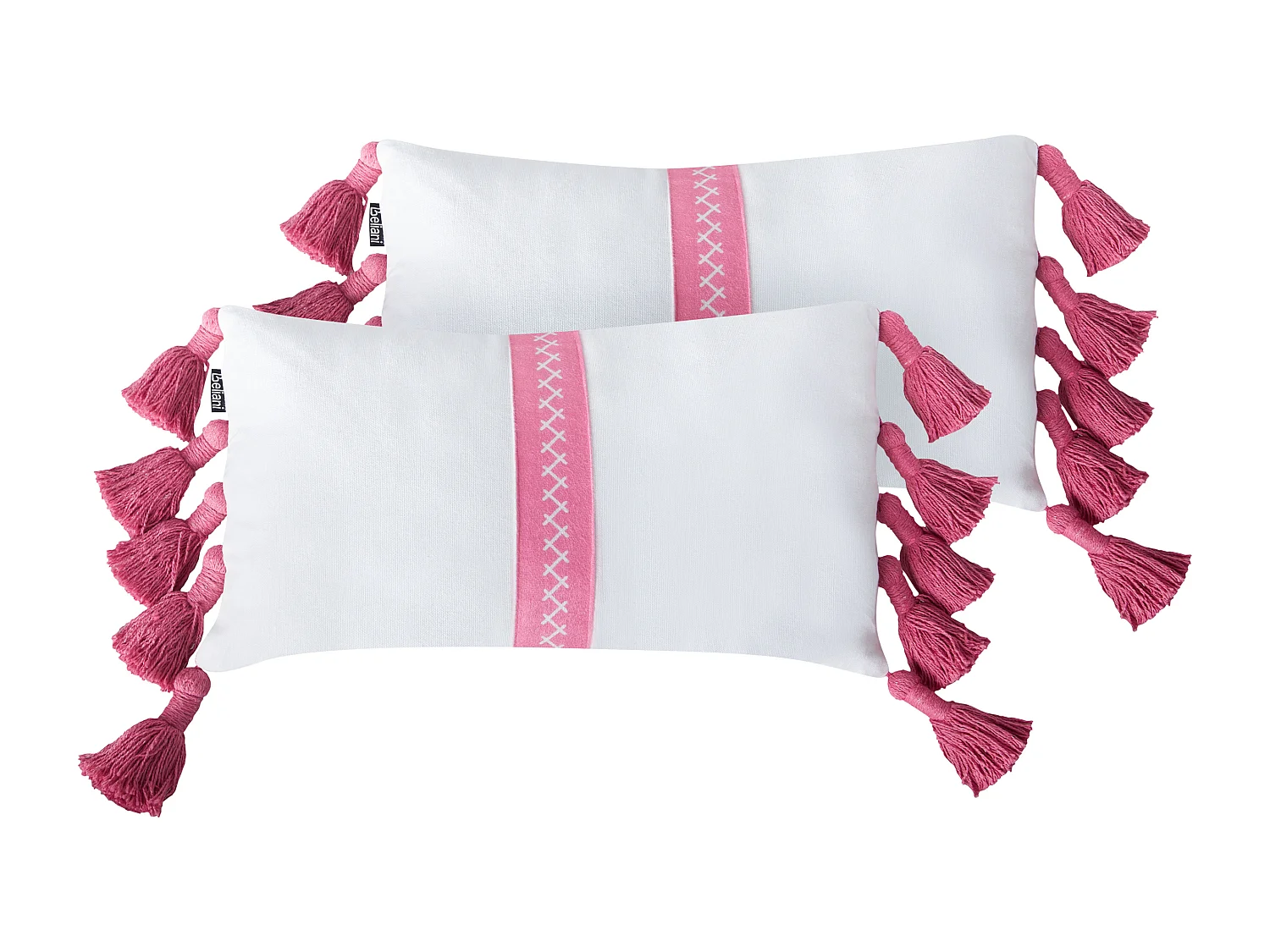 Lot de 2 coussins décoratifs LOVELY Coton 30 x 50 cm Blanc Rose