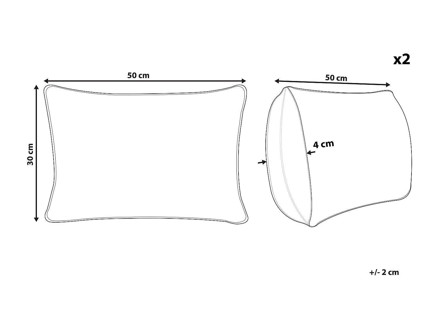 Lot de 2 coussins décoratifs LOVELY Coton 30 x 50 cm Blanc Rose