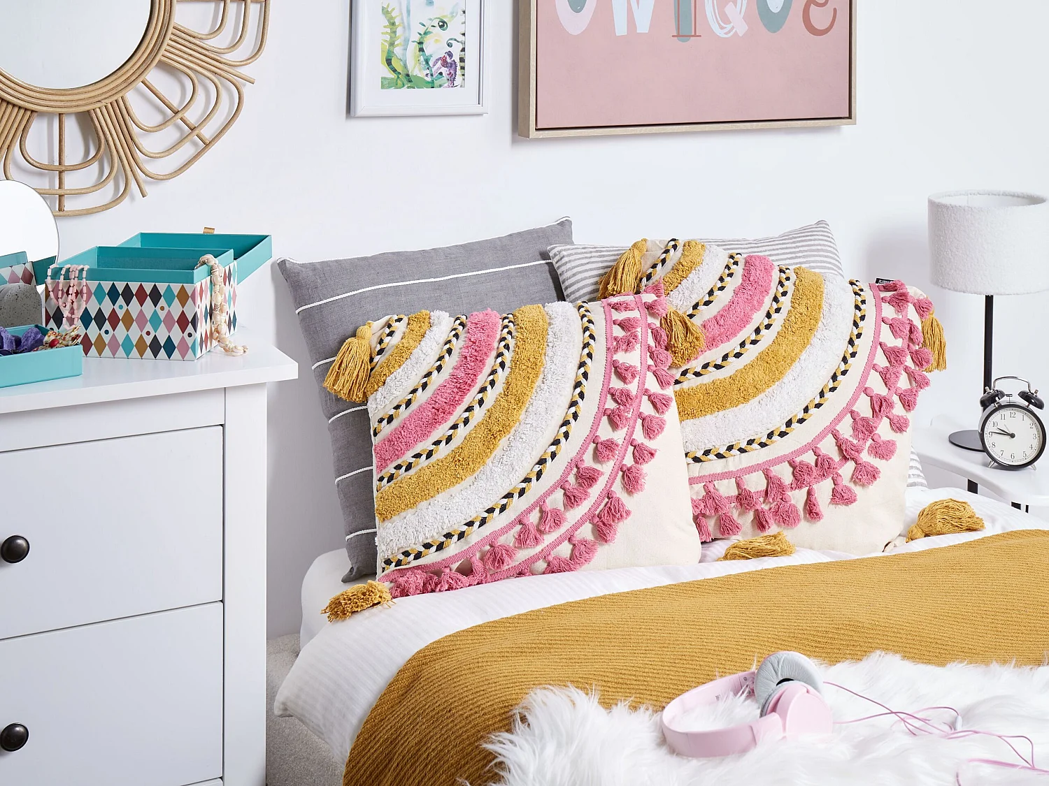 Lot de 2 coussins décoratifs JAMMU Coton 45 x 45 cm Multicolore