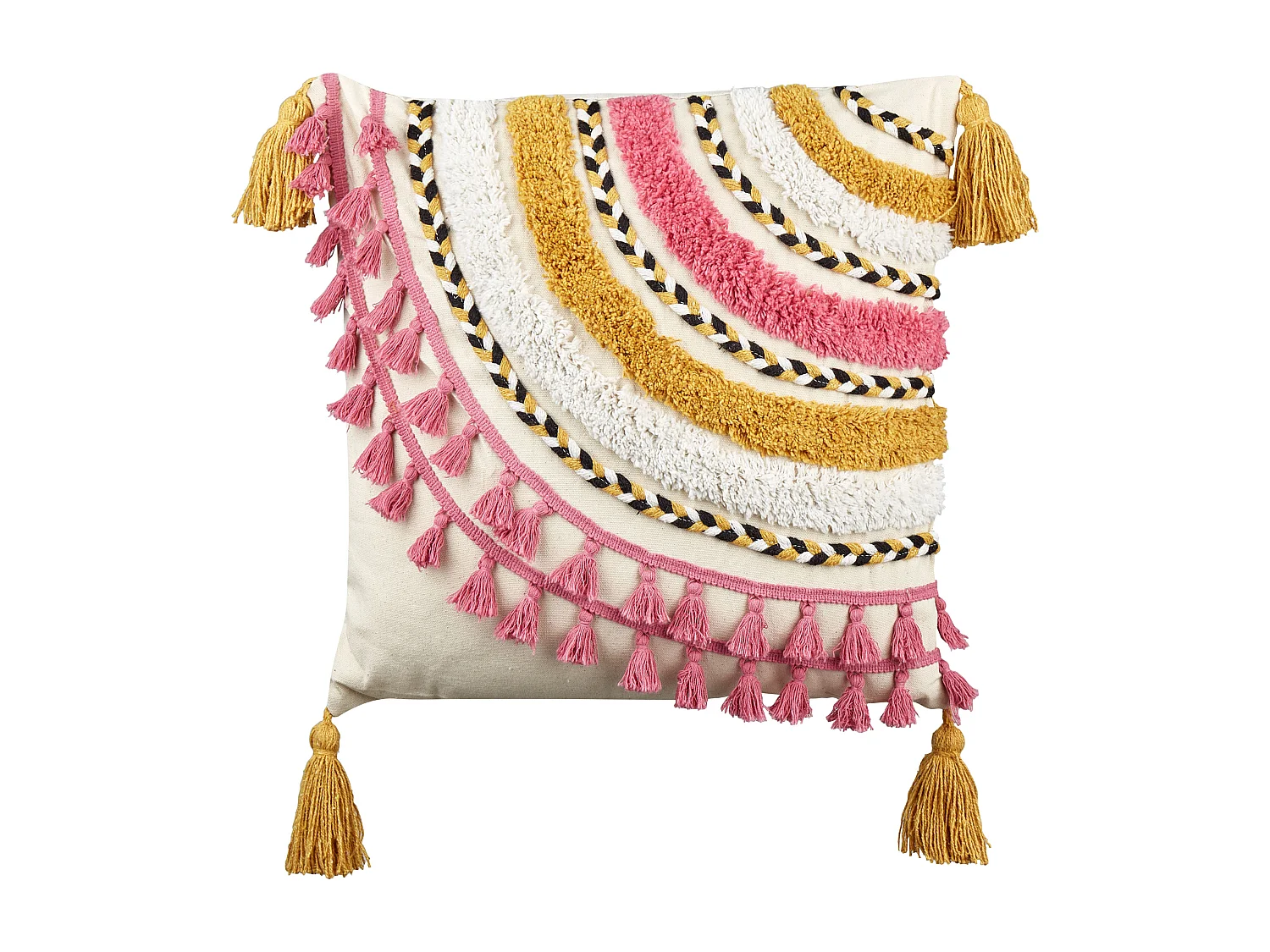 Sierkussen set van 2 getuft met kwastjes meerkleurig 45 x 45 cm JAMMU