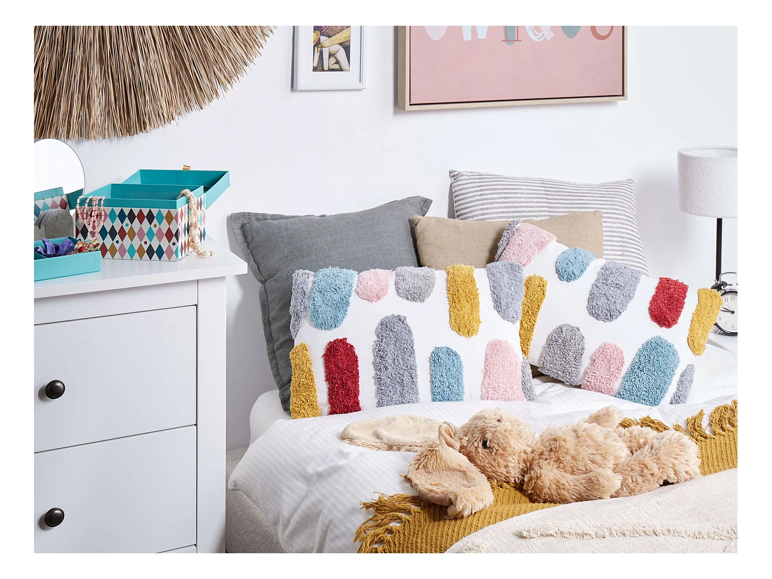 Lot de 2 coussins décoratifs STORKSBIL Coton 30 x 50 cm Multicolore