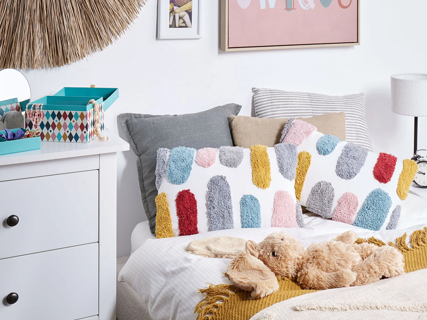 Lot de 2 coussins décoratifs STORKSBIL Coton 30 x 50 cm Multicolore Motif abstrait