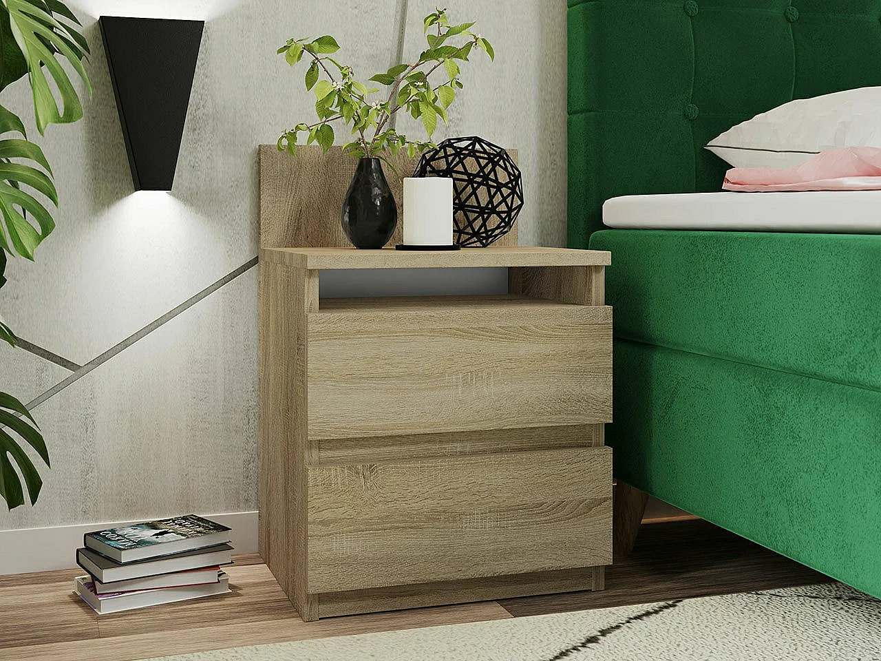 Mesa de cabeceira Comfivo 157, Número de gavetas: 2, 6x4x3cm