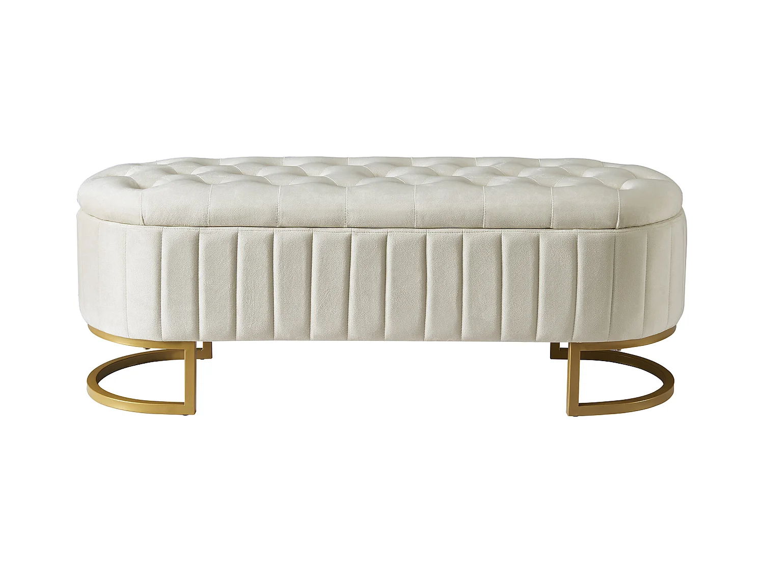Banc de rangement rembourré en velours - style moderne - Beige