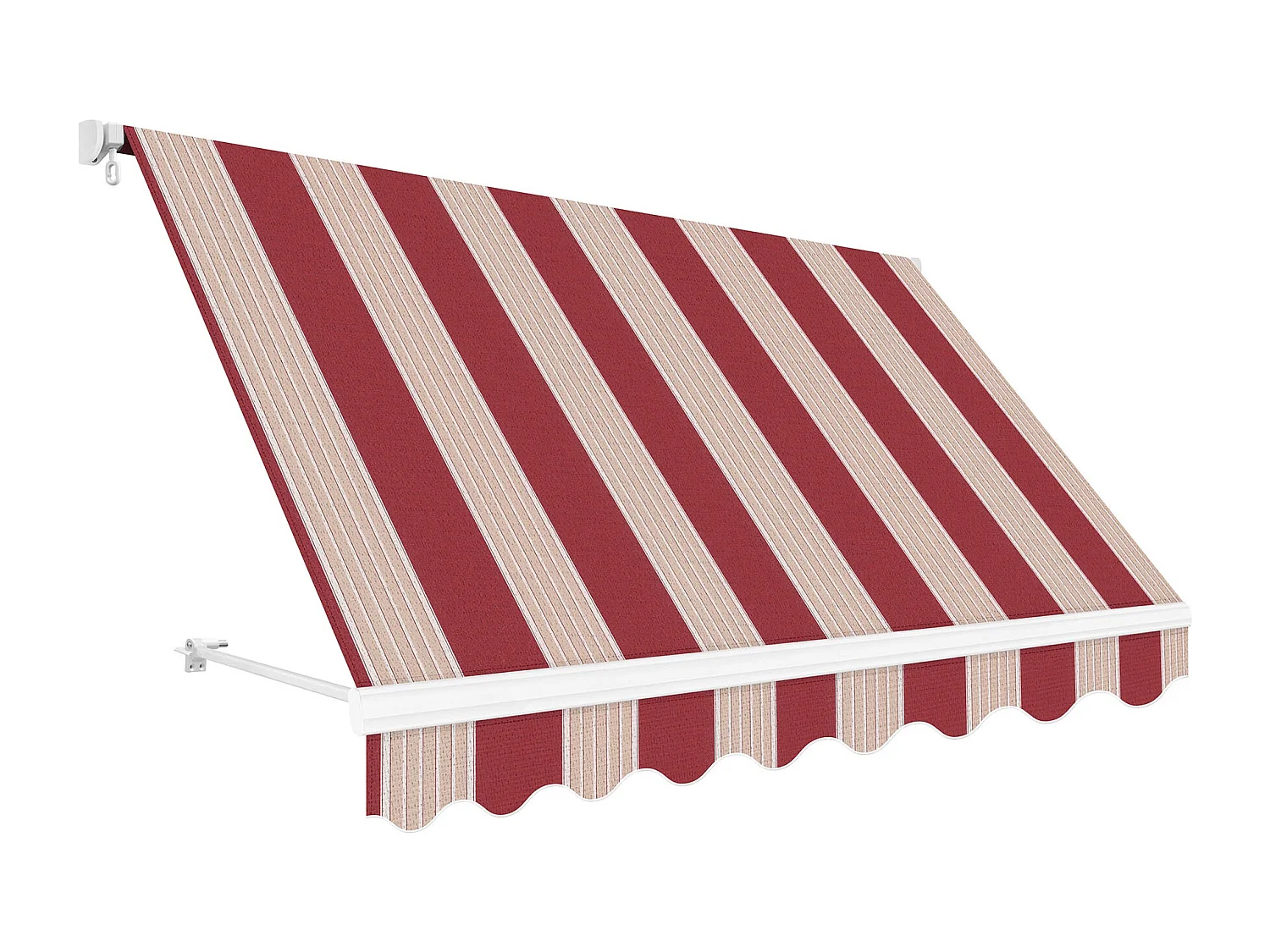 Wasabi - Toldo Exterior Balcón Enrollable 250x200cm Rayas Granate – Lona Poliéster - Soporte Pared – Anclaje Barandilla