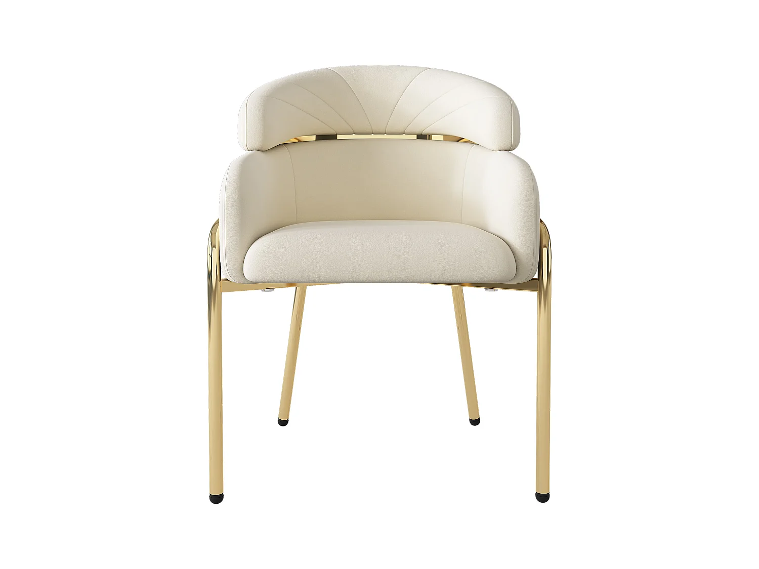 Set aus 6 Samt-Loungesesseln – mit 4 goldenen Metallbeinen – Beige