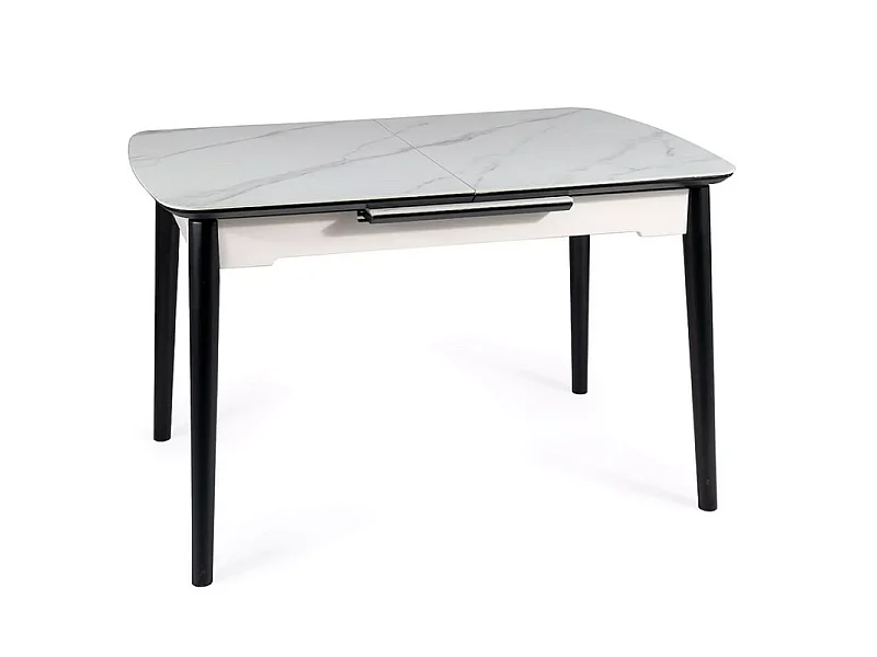 Stół rozkładany APOLLO 120(160)x80 biały marmur/czarny