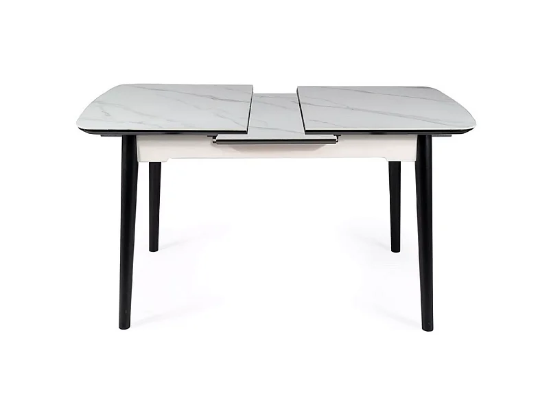 Stół rozkładany APOLLO 120(160)x80 biały marmur/czarny