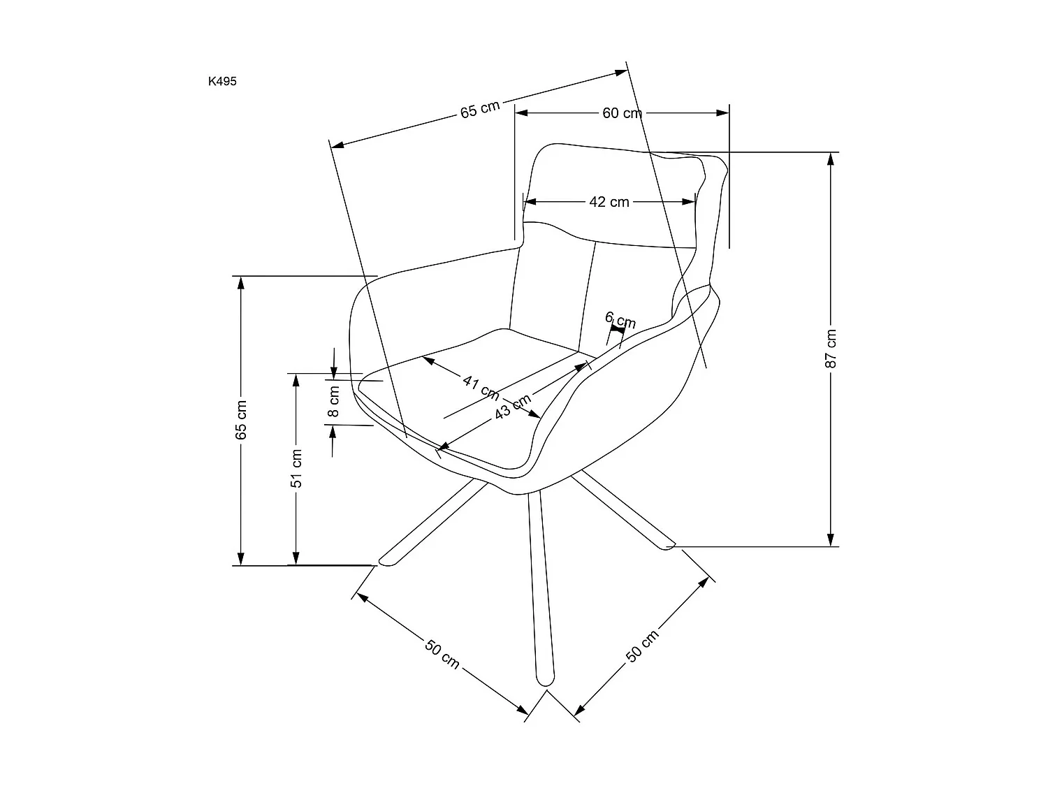 Sedia K495/Tessuto/Antracite