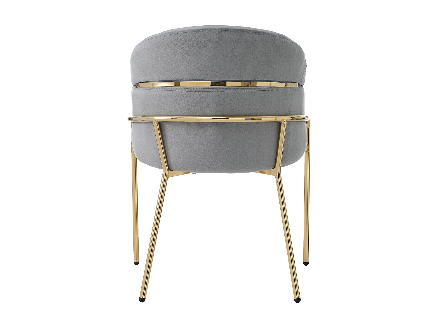 Juego de 2 sillones de terciopelo - con 4 patas de metal dorado - Gris