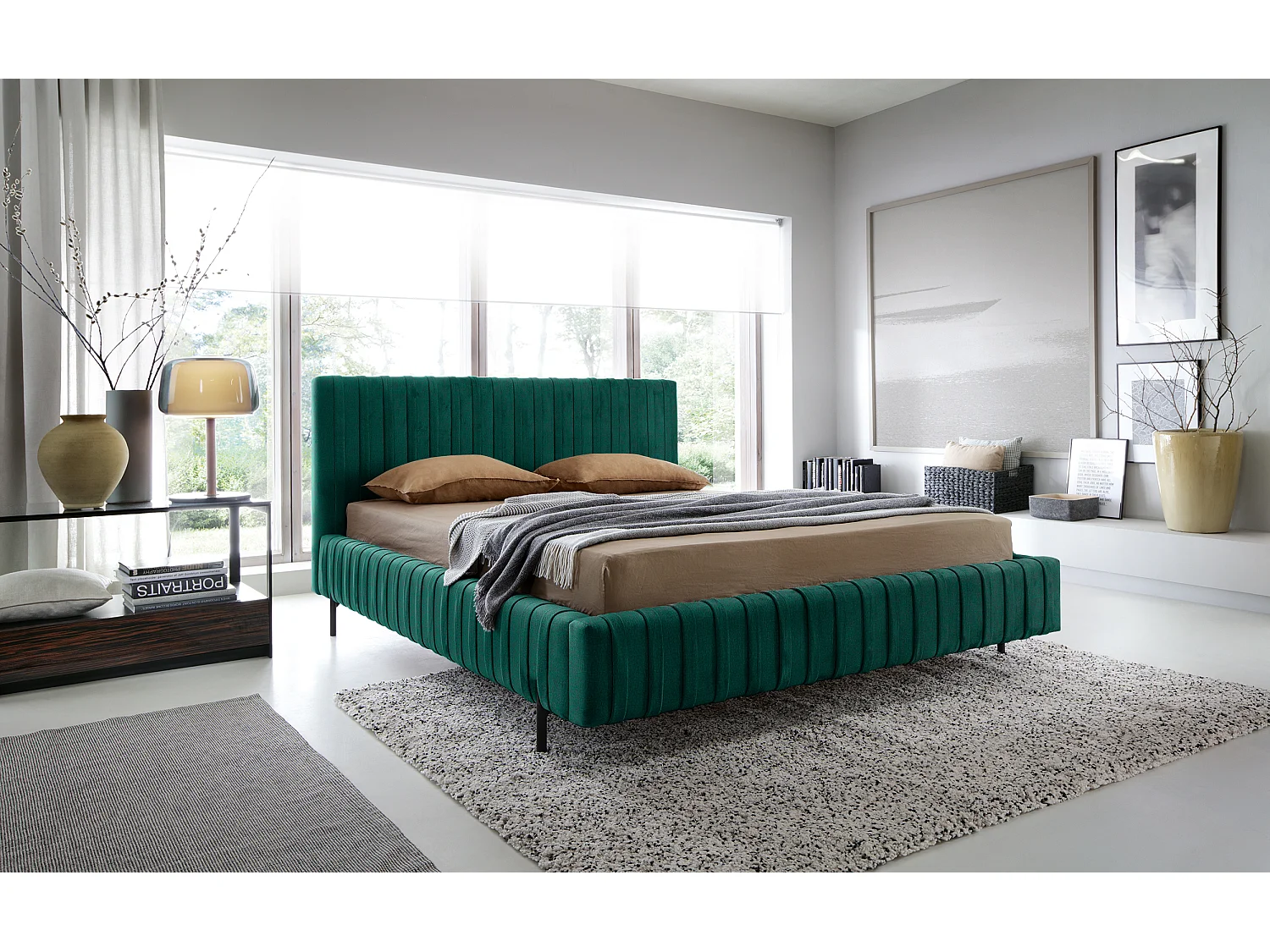 Lit Mario S (140x200)/Tissu/inclut Matelas/Grün