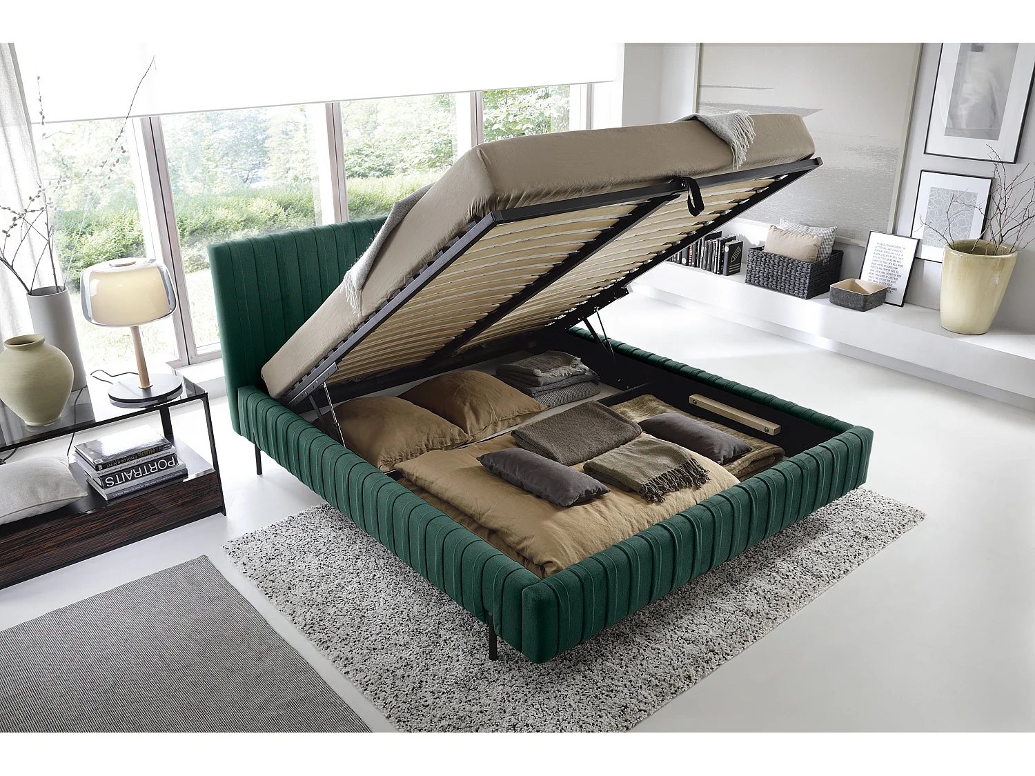 Lit Mario S (140x200)/Tissu/inclut Matelas/Grün