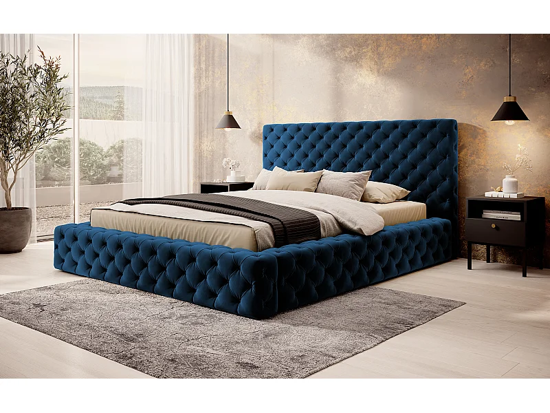 Letto King L (180x200)/Tessuto/Blu