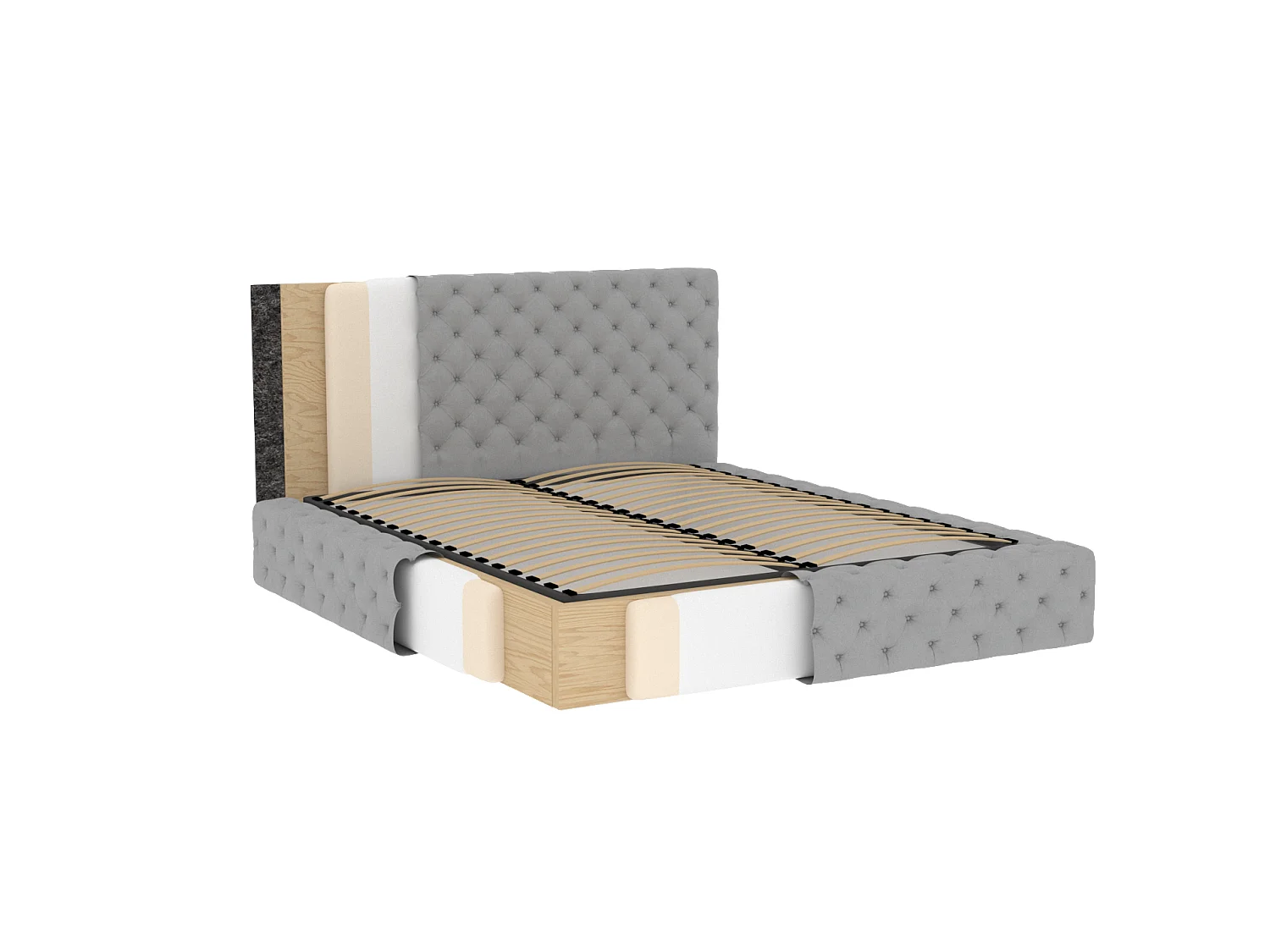 Bett King L (180x200)/Stoff/Blau