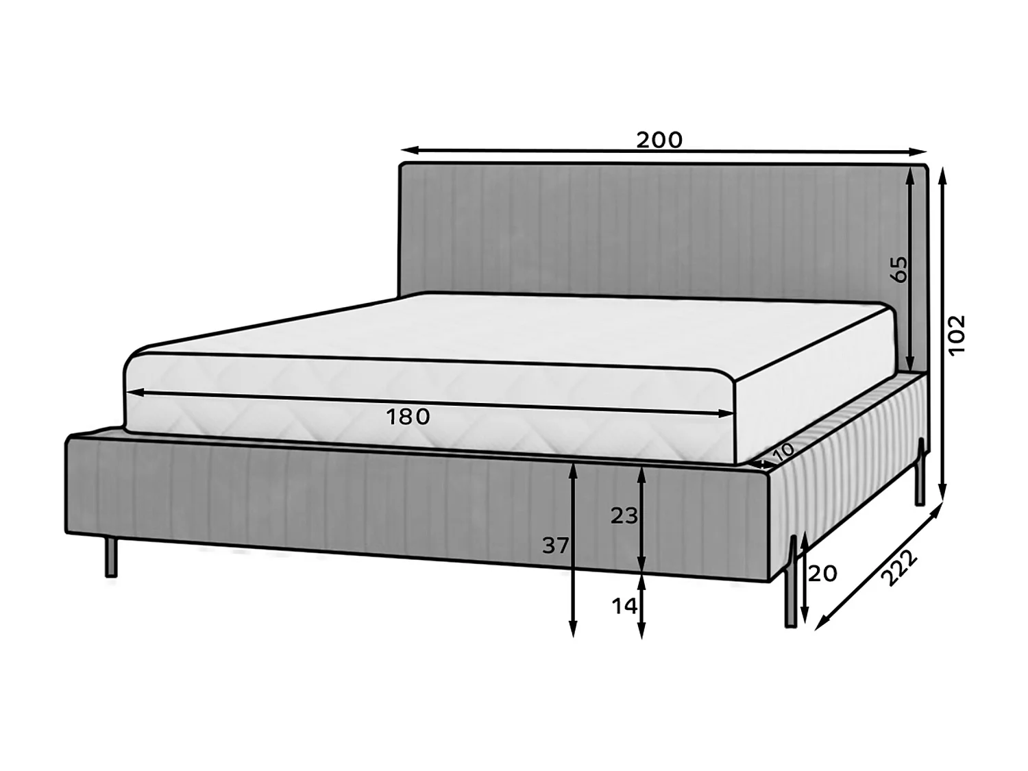 Plika prestige opbergbed – Hoogwaardig design en stof voor absoluut comfort-Kleur marineblauw-Slapen 180x200cm