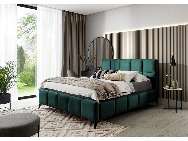 Letto Venus L (180x200)/Tessuto/incluso materasso/Verde