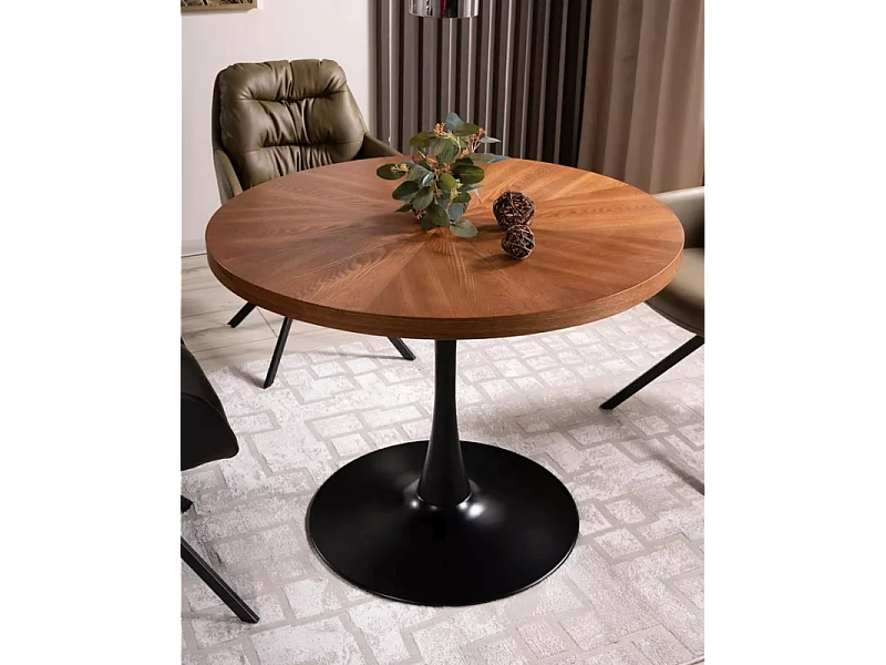 Table ronde "Amadeo" - Marron/Noir - D 100 x H 76 cm