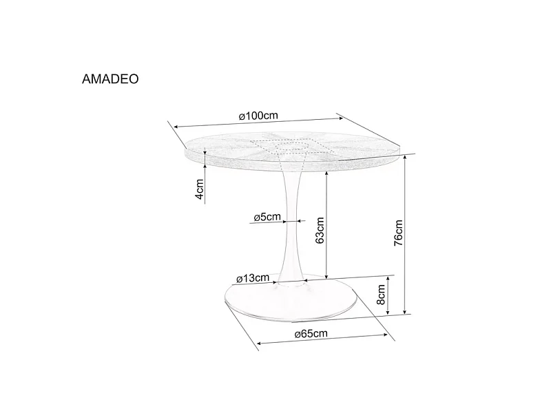 Table ronde "Amadeo" - Marron/Noir - D 100 x H 76 cm