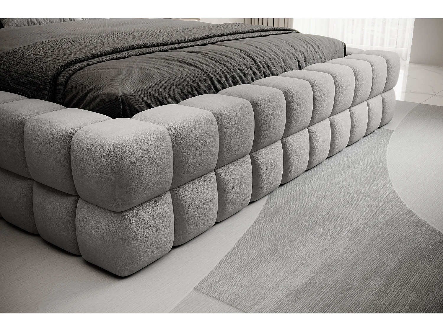 Bett Dario S (140x200)/Stoffbezug/inklusive Matratze/Grau