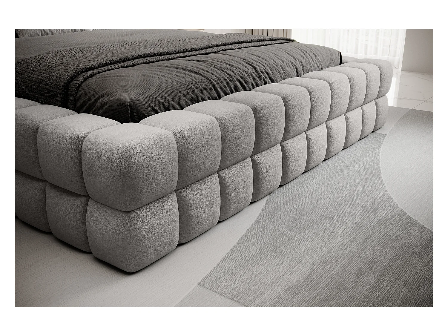 Lit Dario S (140x200)/Tissu/inclut Matelas/Gris