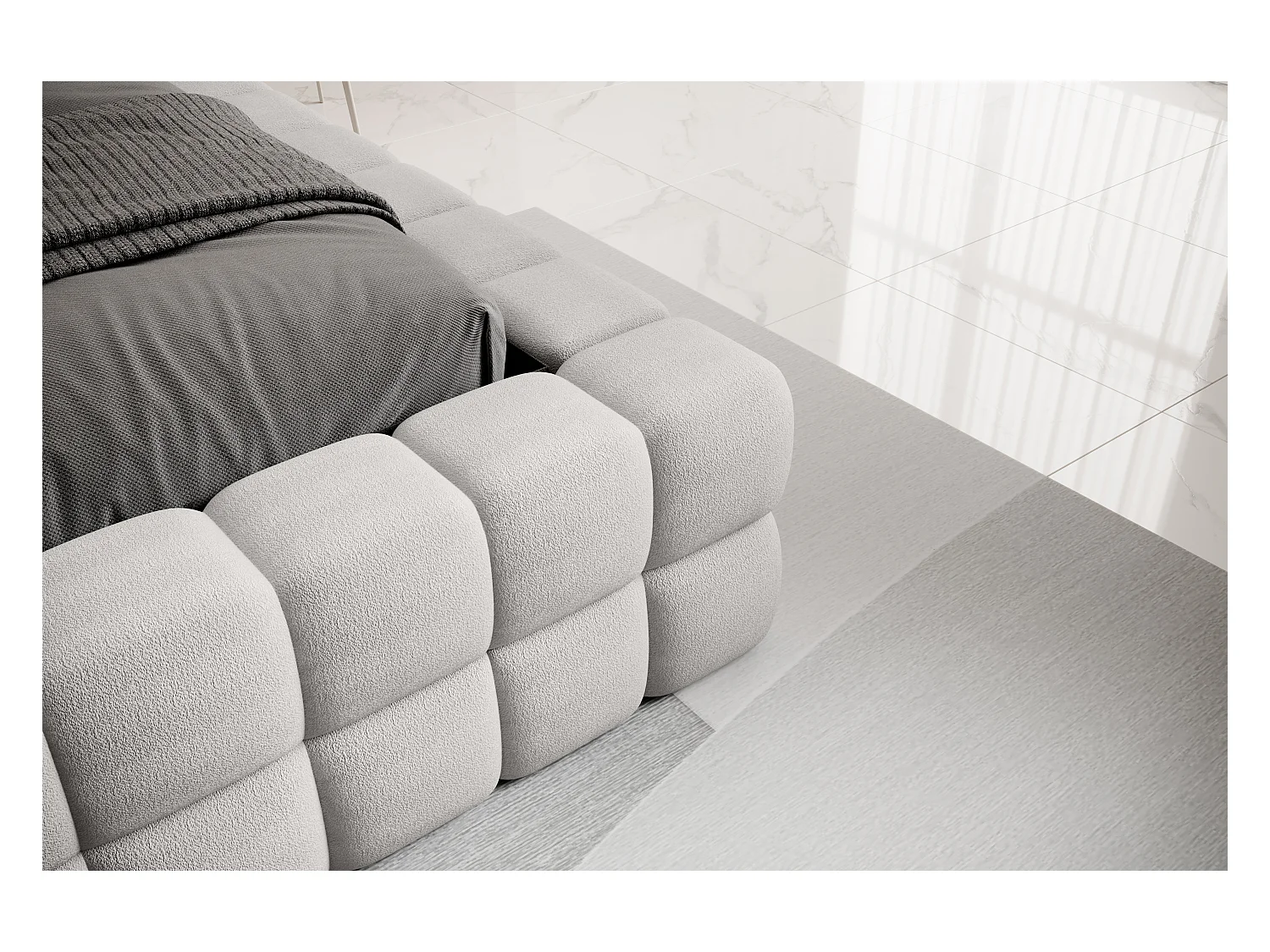 Lit Dario S (140x200)/Tissu/inclut Matelas/Gris