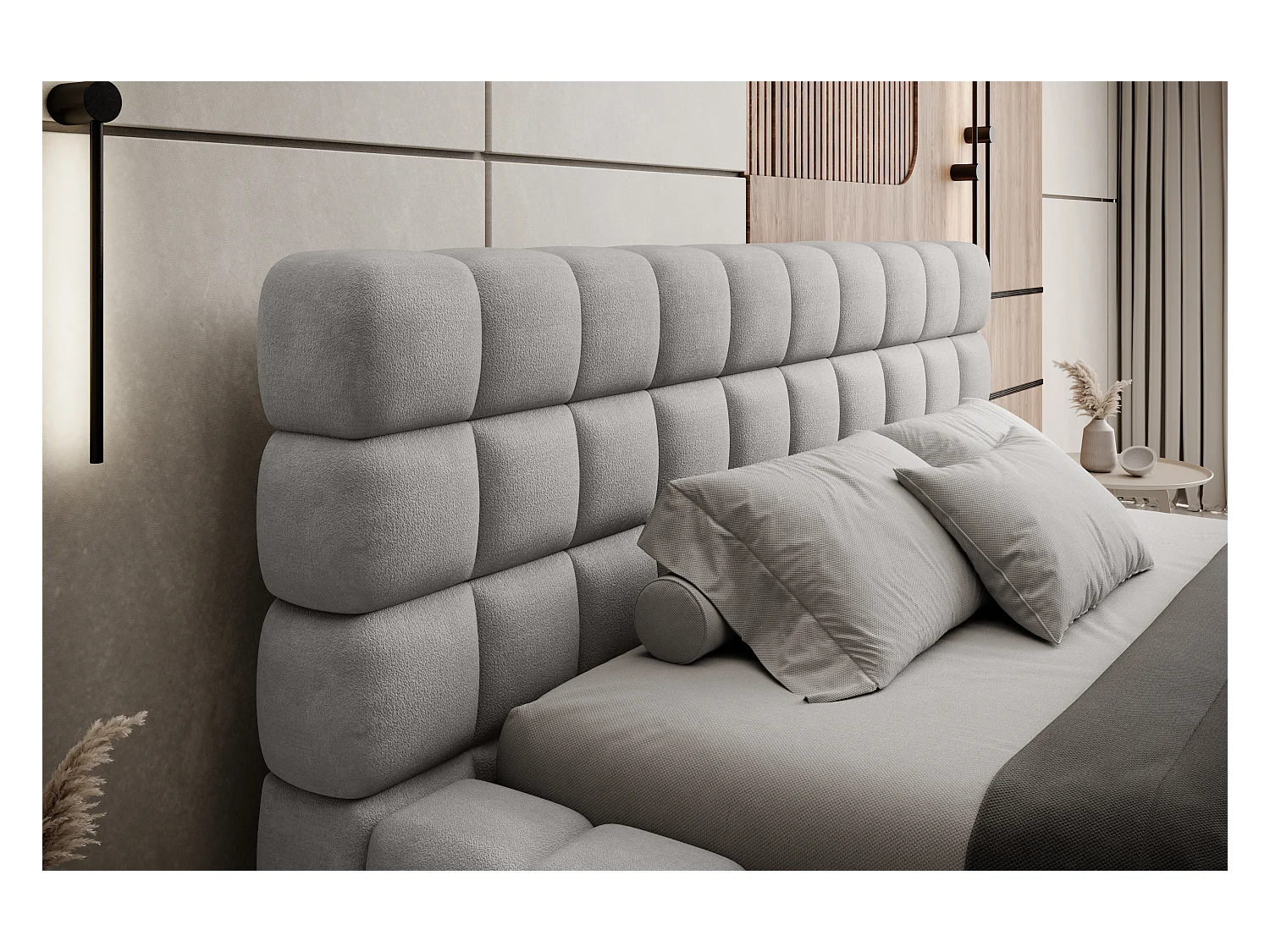 Lit Dario S (140x200)/Tissu/inclut Matelas/Gris