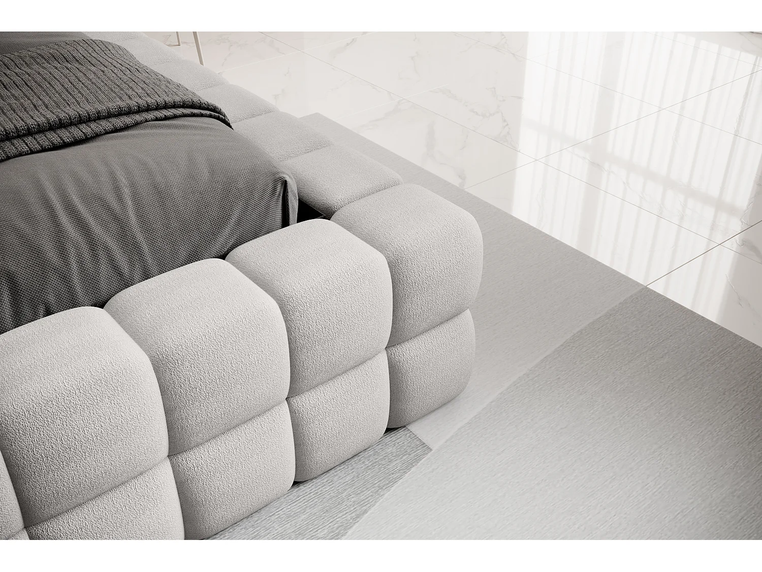 Lit Dario S (140x200)/Tissu/inclut Matelas/Gris