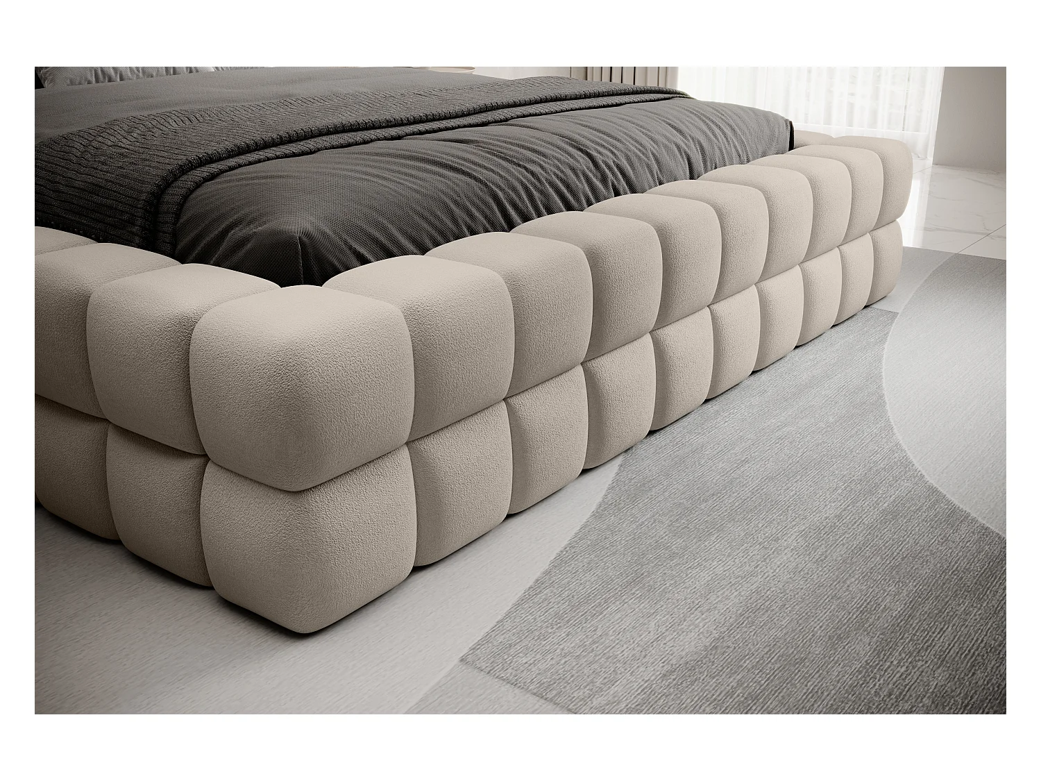 Lit Dario S (140x200)/Tissu/inclut Matelas/Beige