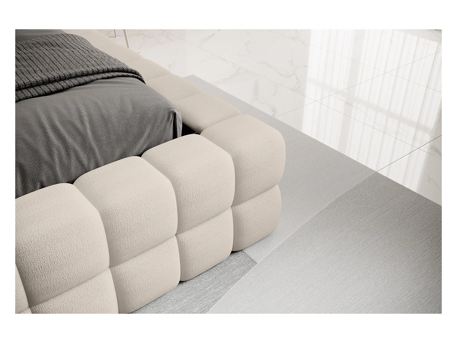 Lit Dario S (140x200)/Tissu/inclut Matelas/Beige