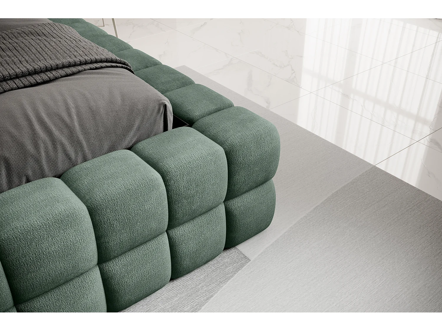 Letto Dario S (140x200)/Tessuto/incluso materasso/Verde