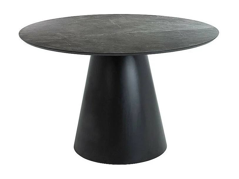 Stół okrągły ANGEL 120x120 szary marmur/czarny mat