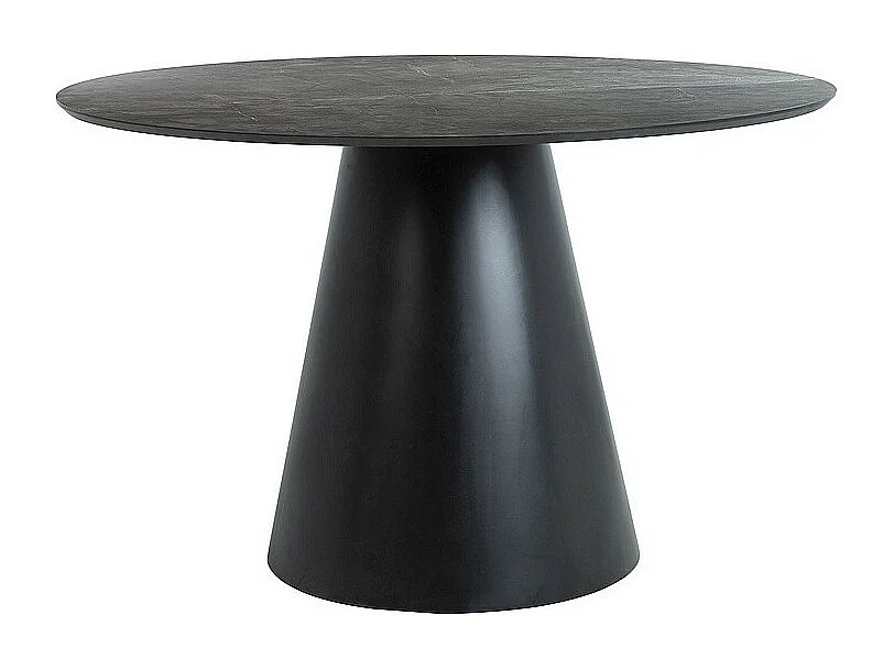 Stół okrągły ANGEL 120x120 szary marmur/czarny mat