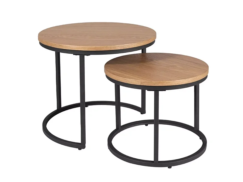 Zestaw 2 stolików kawowych AMARO dąb/czarny
