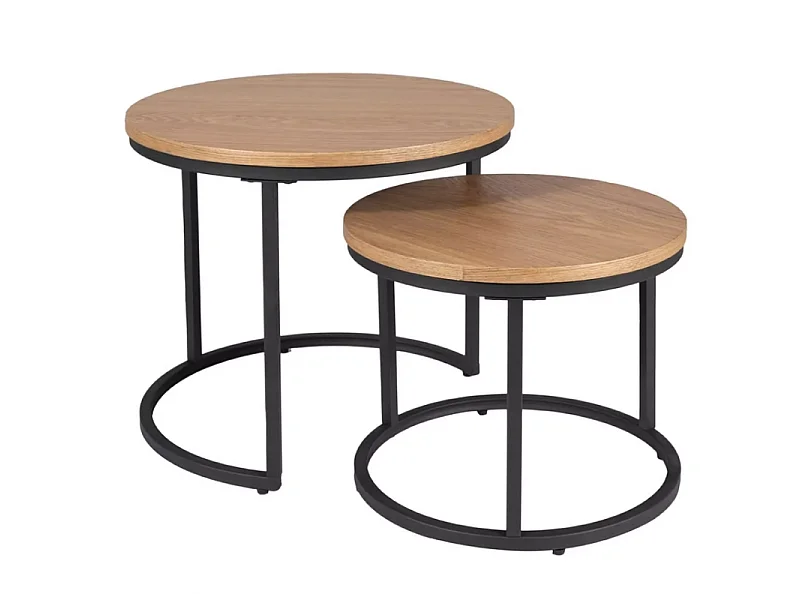 Zestaw 2 stolików kawowych AMARO dąb/czarny