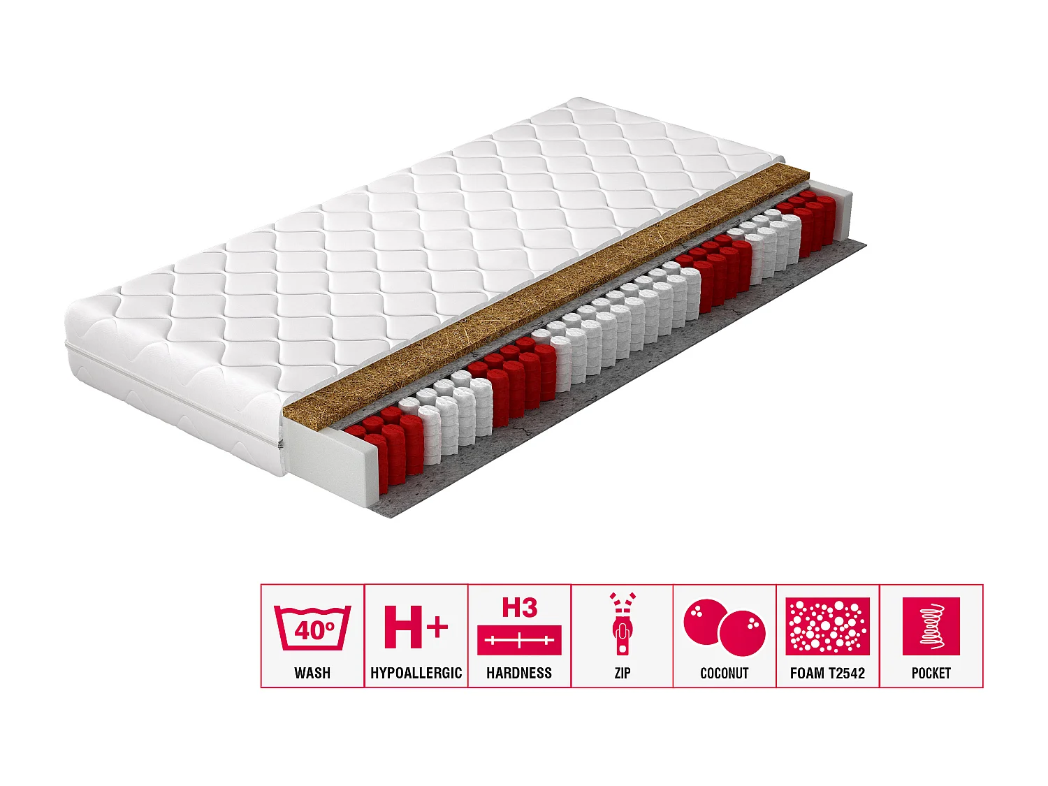 Materasso Kevin/200x200/Bianco